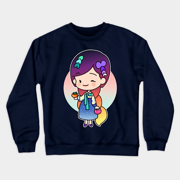 Korean girl in Hanbok Crewneck Sweatshirt by spacemandu